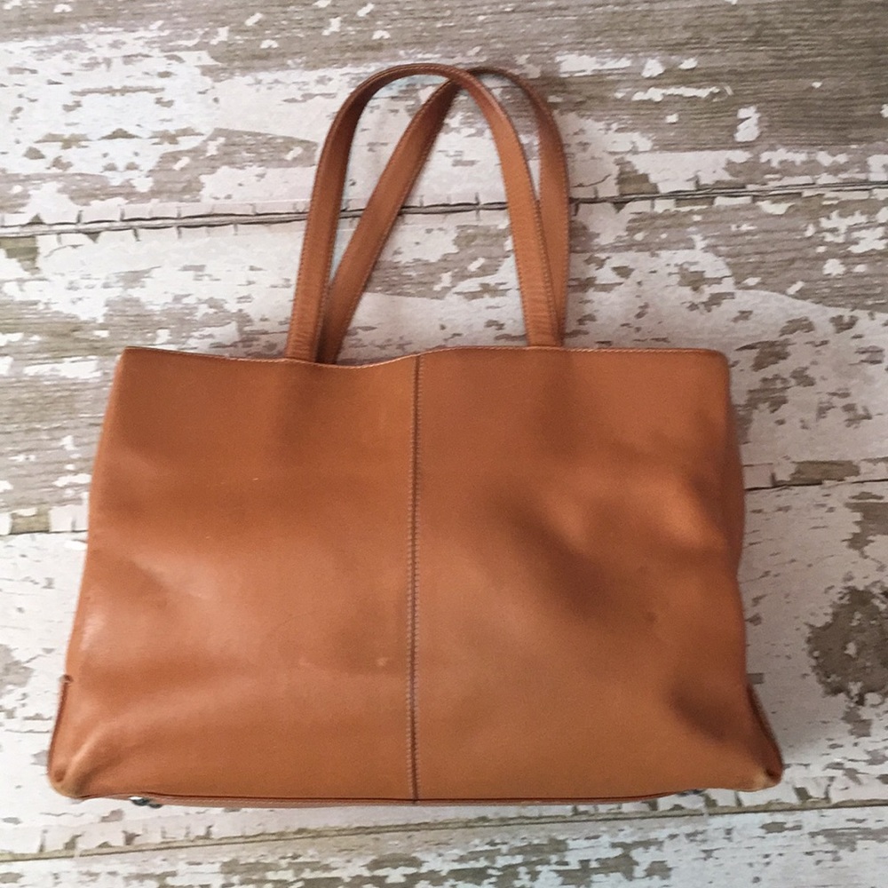 Talbots Brown leather tote purse 15x10x4